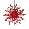 Modern konstglas ljuskrona hängande lampa antikvitet murano handblåst-glas ljus röd lampskärm loft dekorativa LED belysningsarmatur 70 cm