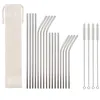 6*266mm Stainless Steel Drinking Straws Reusable Colorful Metal Straw Cleaning Brush for Kitchen Party Wedding Bar Use