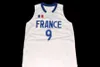Tony Parker #9 Team Frankrijk heren basketbalshirt groen Elke maat Throwback jerseys Gestikt borduurwerk Retro