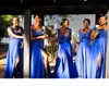 Black Girl South African Chiffon Lace Bridesmaids klänningar en linjelock ärm Split Long Maid of Honor -klänningar plus storlek Custom Made8173851