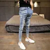 Wholesale 2021 Fashion Gay Korean Slim-fit Skinny Jeans Small Feet Slimming Societal Spirit Boy teenagers pencil Trousers X0615