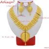 Adixyn India Lange Ketting / Oorbellen Sieraden Set voor Vrouwen / Meisjes Goud Kleur / Messing Afrikaanse / Ethiopische / Dubai Party Gifts N09277 H1022