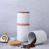 Bouteilles De Stockage Bocaux En Céramique Pour Épices Slimes Couvercle En Bois Bouteille Cuisine Café Thé Bonbon Canne Conteneur Sucrier Banque