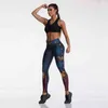 FCCEXIO Tibetan Blue Captain Fight Push Up Trening Legginsy Slim High Waist Jeggings Kobiety Sexy Sportswear 211215