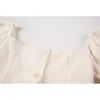 Seksi Süper Kısa Hırka Bluzlar Slash Boyun Bağbozumu Kulübü Gece Streetwear Rahat Bodycon Gömlek Puf Kısa Kollu E-Kız Tops 210515