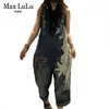 Max LuLu Style de mode européen Printemps Femme Imprimé Denim Salopette Dames Vintage Casual Jeans Femmes Pantalon Lâche Plus Taille H0908