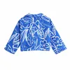 Za Draped Print Mini Skirt Women High Waist Ruching Summer Skirts Fashion Button Up Asymmetric Hem Woman Vinatge Blue Skirt 210602