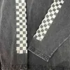 Lange mouw RODE T-shirt Mannen Vrouwen Hoge Kwaliteit Graphic Print Rhude Classic Checkers Tee Gewassen Vintage Collar Tag Uito
