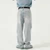 IEFB Herrkläder | Sommar Koreansk Straight Cut Trend Light Blue Casual Jeans Herrkläder 210524