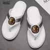 Slippers Men's summer new fashion wear trend leisure beach leather flip-flops personality non-slip slippers Zapatos Hombre T37