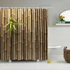 Gulgrön bambu dusch gardin badrum gardiner naturligt landskap vattentätt tyg bakgrund väggdekor med krokar 2117915150