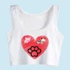 Crop Top Samica Paw, świnia i krowa Heart Design Graphic Street White Reefeltank Top Women X0507