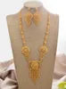 Earrings & Necklace 24K Dubai Gold Color Jewelry Sets For Women Luxury Bridal African Wedding Ornament Wife Gifts Rings