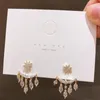 Stud Fashion Jewelry Rear Hanging Water Drop Zircon Cz Earrings Female S925 Silver Needle Light Luxury Mango Temperament