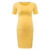 Side Ruched Maternity Jurken Korte Mouwen Bodycon Zwangerschap Jurk Wrap Moederschap Jurk Zomer Basic Hip Rok voor Photo Shoot G220309