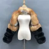 Fur Sleeve Women Fashion Luxury Real Fur Coat Single Sleeve Arrival 211122