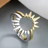 Gioielli di moda Femme Oro Argento Colore Carino Girasole Anelli a fascia Due in uno Metodi di indossamento multipli Anello per donna