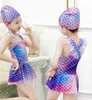 Dziewczyny One Piece Mermaid Swimsuit Tiulle Ruffles Designer Suspender Beachwear 3-10T KILLASS Kąpiel Suit 4 styl