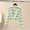 Yedinas Korean Hoodie Långärmad Sweatshirt och Pullover Harajuku Casual Streetwear Striped Winter Höst 210527
