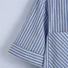 Za Blue Striped Ruffle Mini Dress Women Short Sleeve Button Up Casual Retro Dresses Woman Fashion Patch Pockets Vestidos 210602