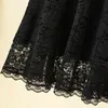 Höst Casual Lace Black Skirt High Waist Loose s Womens Floral Mid-Calf Plus Storlek Kvinnor Mujer Faldas 9833 210508