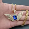 Naszyjniki wisiorek Hip Hop Złota Kolor Neckasy Cubic Cyrronia Bregled Bling Iced Out Angel Wing Naszyjnik dla mężczyzn Rapper Jewe274m