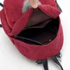 Mini femmes sacs à dos solide mode sac d'école pour adolescentes boule de fourrure solide velours côtelé sac à dos couleur bonbon sacs de voyage Mochila Y1105