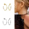 Canner 925 Sterling Silver C-formad Färgglada Zirkon Örhängen Lyxig stud örhänge för kvinnor Piercing Earing Smycken Pendientes