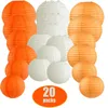 20 sztuk Papierowa Latarnia 8 "10" 12 "Pomarańczowy Beżowy Chiński Papier Kulkowy Lamon Na Ślub Halloween Xmas Parties Wydarzenia Wiszące Decor Q0810