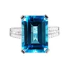 Eheringe Meer Blau Kristall Herren Stein Ring Klassische Natur Topas Schmuck Geschenk für Party Heiraten 6 7 8 9 10 Größe