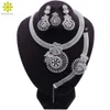 African Beads Jewelry Sets Wedding Accessories Crystal Bridal Necklace Bracelet Earrings Ring Set For Women Exquisite jewelry H1022