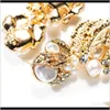 Charm Jewelry Drop Entrega 2021 Temperamento exagerado Hojas de aleación Imitación Perla Diamante Flor Fruta Pendientes personalizados Mujer Fashi