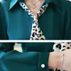 Primavera Manica Lunga Impiombato Chiffon Leopardo Cravatta Verde Camicetta Donna Blusas Mujer De Moda Camicie con scollo a V Top donna 8354 50 210417
