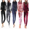 Automne Printemps Set Velvet Sweats à capuche + Pantalon long 2 pièces Femme Casual Survêtement Velours Mode Sportswear 922C 60 210420