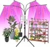 LED Grow Lights 4 Heads Indoor Plants Full Spectrum Light Tripod Adjustable Stand Floor 4/8/12H Timer with Remote Control