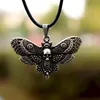 Vintage Halloween Dead Head Skull Pendant Moth Necklace Women With Metail Chain Christmas Jewelry Gift Chokers204M