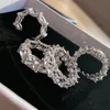 Ins Top Sell Marca Diseño Anillos de boda Joyería de lujo Real 925 Plata de ley Princesa Corte Blanco Topacio Partido CZ Diamante Mujeres Anillo de compromiso para regalo de amor