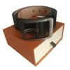 Cinturón de lujo Hombres Mujeres Cinturones Diseñador Pares Cuero genuino Negro Oro Plata Hebilla lisa con caja naranja