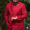 Double Breasted Red Men Tute Slim Fit Peak Risvolto Costume da sposa Groom Tuxedo 2 pezzi Giacca di moda maschile con pantaloni 2021 x0909