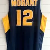 Nikivip Ja Morant Murray State Basketball Jersey Racers University 1 Zion Williamson 12 College Heren gestikt