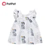 Spring and Summer Lovely Crown Elephant Star Print Flounce-sleeve Baby & Toddler Girl Dress 210528