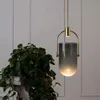 Lampade a sospensione a secchiello nordico Luci paralume grigio fumo e bianco crema per sala da pranzo Lampadario di lusso con luce da comodino