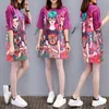 여자 티셔츠 여름 스트리트웨어 만화 프린트 탑 중국 스타일 힙합 패션 의류 kawaii mesh 대형 짧은 슬리브 티셔츠