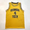 Custom Chris Bosh # 4 Basketball Jersey University of Georgia Tech College's Men's Cousued Gol