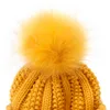 ビーニー/スカルキャップ冬のサーマルニットポンポムスカリーの毛皮の帽子ビーニービーニーメスポムヘッドギアウォームキャッププロソ