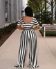 Women's Two Piece Pants Designers Women Clothes 2023 fashion open navel striped wide leg pants two-piece suit Recommend