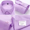 Camicia di bambù da uomo a maniche lunghe da lavoro da lavoro Camicie eleganti da uomo Camicie solide non stirate per uomo Casual Button Up Slim Fit Camisa 210524