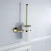 Toilet Brushes & Holders Polished Gold Clean Brush Bathroom Accessories Set Holder Wall Roll Paper Solid Brass Towel Ring Bar