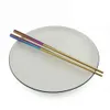 Jankng 6 Para / zestaw 23.5 CM Plac Chopsticks 304 Ze Stali Nierdzewnej Japoński Kolorowy Błyszczący Srebrny Złota Rose Black Rainbow White Red Blue Sushi Hashi Reusable Chopstick