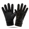 Fashion Touch Screen Black Brown Winter Warm Pigskin Driving Gloves for Men Gift